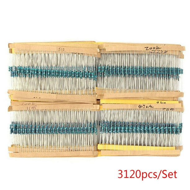 3120pcs 156 Values 1/4W 1% Metal Film Resistors Assortment Kit Set 1ohm-10Mohm 3120pcs 156 Values 1/4W 1% Metal Film Resistors Assortment Kit Set 1ohm-10Mohm